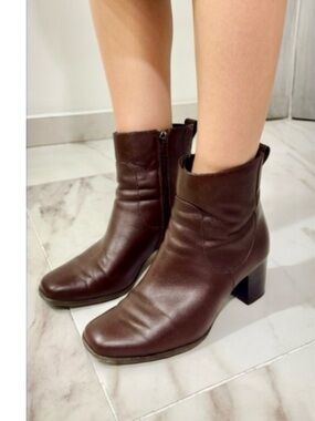 Leather Dark Brown Ankle Booties